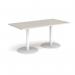 Monza rectangular dining table with flat round white bases 1600mm x 800mm - Light Grey MDR1600-WH-LG