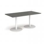 Monza rectangular dining table with flat round white bases 1600mm x 800mm - Onyx Grey MDR1600-WH-OG