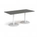 Monza rectangular dining table with flat round white bases 1600mm x 800mm - Onyx Grey MDR1600-WH-OG