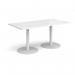 Monza rectangular dining table with flat round white bases 1600mm x 800mm - white MDR1600-WH-WH