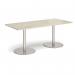 Monza rectangular dining table with flat round brushed steel bases 1800mm x 800mm - made to order MDR1800-BS