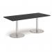 Monza rectangular dining table with flat round brushed steel bases 1800mm x 800mm - Black MDR1800-BS-BK