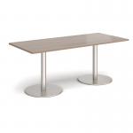 Monza rectangular dining table with flat round brushed steel bases 1800mm x 800mm - barcelona walnut MDR1800-BS-BW
