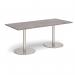 Monza rectangular dining table with flat round brushed steel bases 1800mm x 800mm - grey oak MDR1800-BS-GO