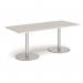 Monza rectangular dining table with flat round brushed steel bases 1800mm x 800mm - Light Grey MDR1800-BS-LG