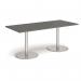 Monza rectangular dining table with flat round brushed steel bases 1800mm x 800mm - Onyx Grey MDR1800-BS-OG