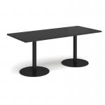 Monza rectangular dining table with flat round black bases 1800mm x 800mm - Black MDR1800-K-BK