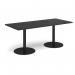 Monza rectangular dining table with flat round black bases 1800mm x 800mm - Black MDR1800-K-BK