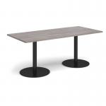 Monza rectangular dining table with flat round black bases 1800mm x 800mm - grey oak MDR1800-K-GO