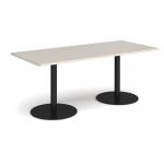 Monza rectangular dining table with flat round black bases 1800mm x 800mm - Light Grey MDR1800-K-LG