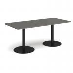 Monza rectangular dining table with flat round black bases 1800mm x 800mm - Onyx Grey MDR1800-K-OG