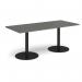 Monza rectangular dining table with flat round black bases 1800mm x 800mm - Onyx Grey MDR1800-K-OG