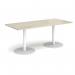 Monza rectangular dining table with flat round white bases 1800mm x 800mm - made to order MDR1800-WH