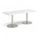 Monza rectangular dining table with flat round white bases 1800mm x 800mm - made to order