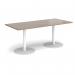 Monza rectangular dining table with flat round white bases 1800mm x 800mm - barcelona walnut MDR1800-WH-BW