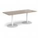 Monza rectangular dining table with flat round white bases 1800mm x 800mm - barcelona walnut