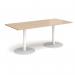 Monza rectangular dining table with flat round white bases 1800mm x 800mm - kendal oak MDR1800-WH-KO