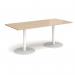 Monza rectangular dining table with flat round white bases 1800mm x 800mm - kendal oak