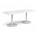 Monza rectangular dining table with flat round white bases 1800mm x 800mm - white MDR1800-WH-WH