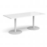 Monza rectangular dining table with flat round white bases 1800mm x 800mm - white