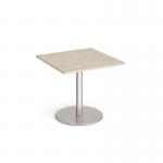 Monza square dining table with flat round brushed steel base 800mm - made to order MDS800-BS