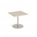Monza square dining table with flat round brushed steel base 800mm - made to order MDS800-BS