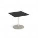 Monza square dining table with flat round brushed steel base 800mm - Black MDS800-BS-BK
