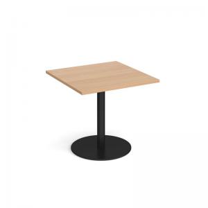 Monza square dining table with flat round black base 800mm - made to