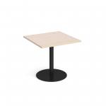 Monza square dining table with flat round black base 800mm - maple MDS800-K-M