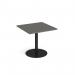Monza square dining table with flat round black base 800mm - Onyx Grey MDS800-K-OG