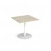 Monza square dining table with flat round white base 800mm - made to order MDS800-WH