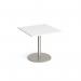 Monza square dining table with flat round white base 800mm - made to order