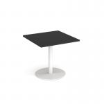 Monza square dining table with flat round white base 800mm - Black MDS800-WH-BK
