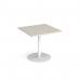 Monza square dining table with flat round white base 800mm - Light Grey MDS800-WH-LG