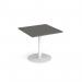 Monza square dining table with flat round white base 800mm - Onyx Grey MDS800-WH-OG