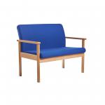 Meavy modular beech wooden frame double chair with double arms 1050mm wide - blue