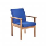 Meavy modular beech wooden frame single chair with double arms 570mm wide - blue MEA50004-B