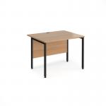 Maestro 25 straight desk 1000mm x 800mm - black H-frame leg, beech top MH10KB