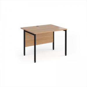 Maestro 25 straight desk 1000mm x 800mm - black H-frame leg, beech top