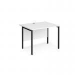 Maestro 25 straight desk 1000mm x 800mm - black H-frame leg, white top MH10KWH