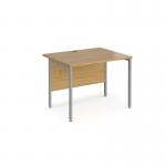 Maestro 25 straight desk 1000mm x 800mm - silver H-frame leg, oak top MH10SO