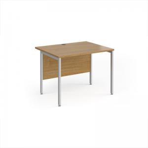 Maestro 25 straight desk 1000mm x 800mm - silver H-frame leg, oak top