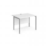 Maestro 25 straight desk 1000mm x 800mm - silver H-frame leg, white top MH10SWH