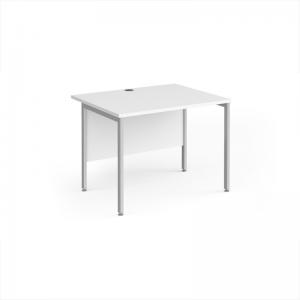Maestro 25 straight desk 1000mm x 800mm - silver H-frame leg, white