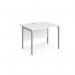 Maestro 25 straight desk 1000mm x 800mm - silver H-frame leg, white top MH10SWH