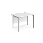 Maestro 25 straight desk 1000mm x 800mm - silver H-frame leg, white top MH10SWH