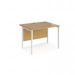 Maestro 25 straight desk 1000mm x 800mm - white H-frame leg, oak top MH10WHO