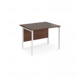 Maestro 25 straight desk 1000mm x 800mm - white H-frame leg, walnut top MH10WHW