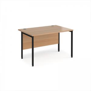 Maestro 25 straight desk 1200mm x 800mm - black H-frame leg, beech top