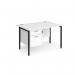 Maestro 25 straight desk 1200mm x 800mm with 2 drawer pedestal - black H-frame leg, white top MH12P2KWH